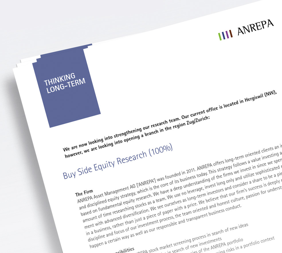 Anrepa Asset Management – Grafikdesign